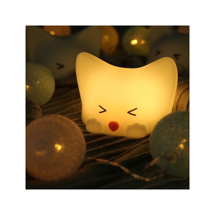 MegaLight - LED RGB Hämardatav laetav laste puutetundlik lamp CATTY CAT LED/5V