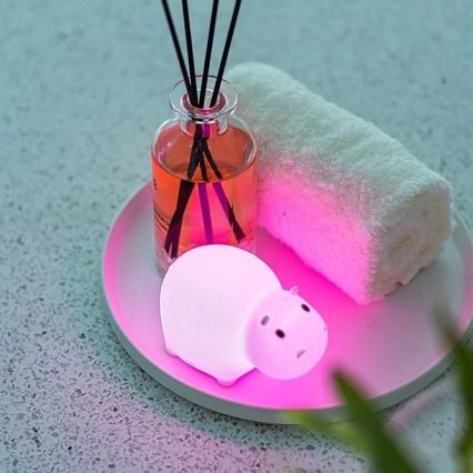 MegaLight - LED RGB Laetav laste puutetundlik lamp vanni kohale SWIMMY HIPPO LED/5V IP67