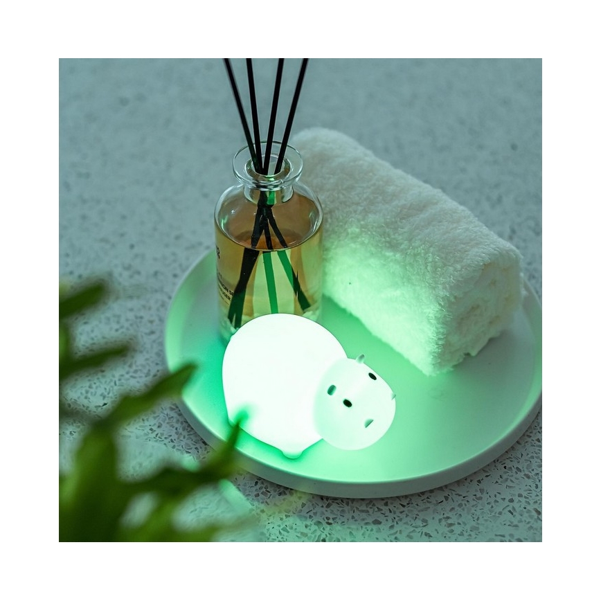 MegaLight - LED RGB Laetav laste puutetundlik lamp vanni kohale SWIMMY HIPPO LED/5V IP67