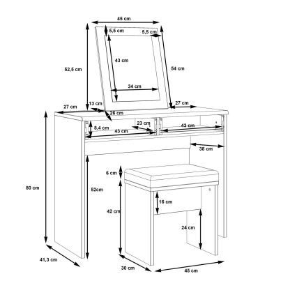 Meigilaud ERO + taburet pruun/must