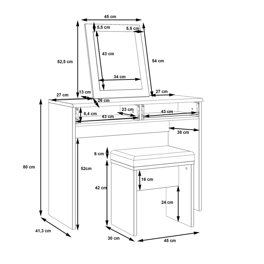 Meigilaud ERO + taburet pruun/must