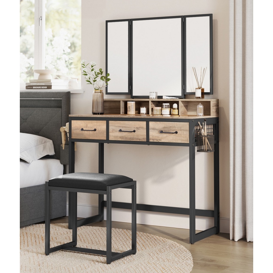 Meigilaud koos taburetiga 28,6x42 cm FLORA pruun/must