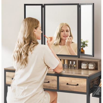 Meigilaud koos taburetiga 28,6x42 cm FLORA pruun/must