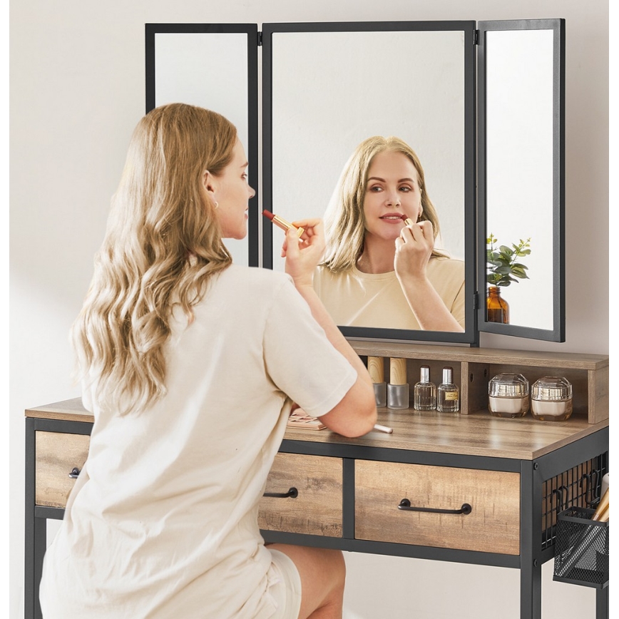 Meigilaud koos taburetiga 28,6x42 cm FLORA pruun/must