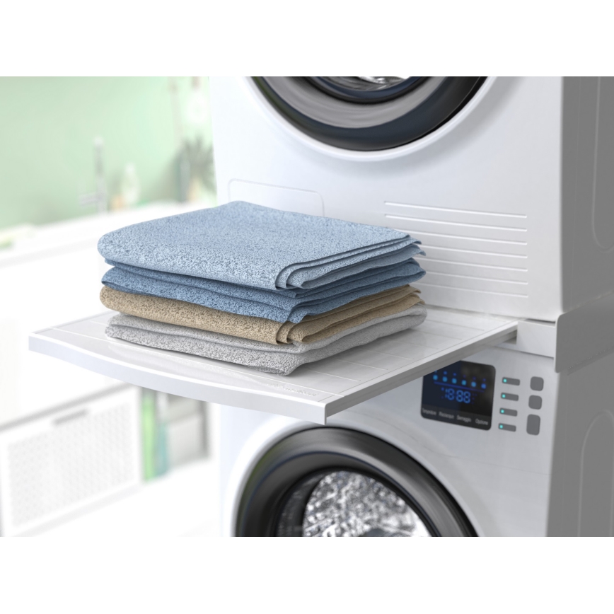 Meliconi 656113 - Pesumasina ja kuivati vaheosa väljatõmmatava sahtliga, 70 cm, valge