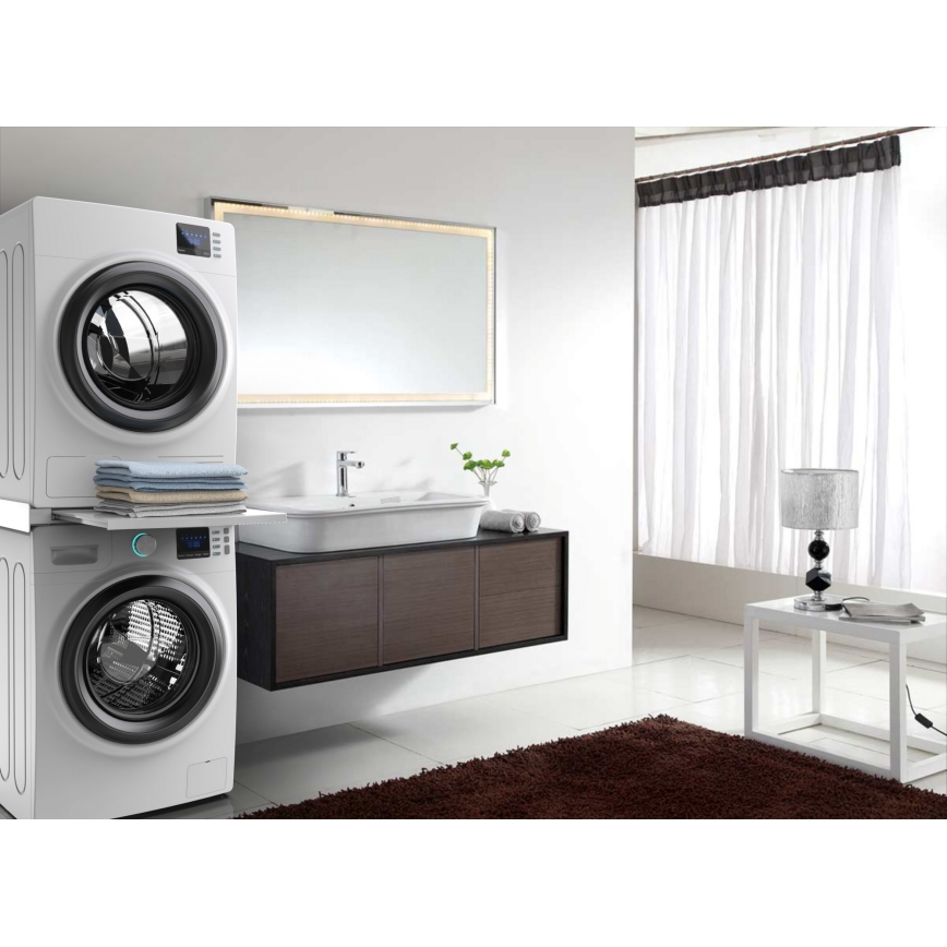 Meliconi 656113 - Pesumasina ja kuivati vaheosa väljatõmmatava sahtliga, 70 cm, valge