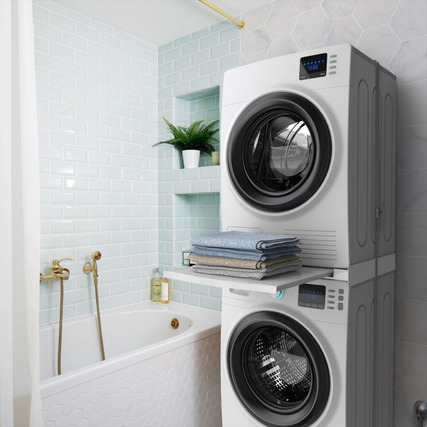 Meliconi 656113 - Pesumasina ja kuivati vaheosa väljatõmmatava sahtliga, 70 cm, valge