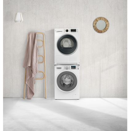 Meliconi 656113 - Pesumasina ja kuivati vaheosa väljatõmmatava sahtliga, 70 cm, valge