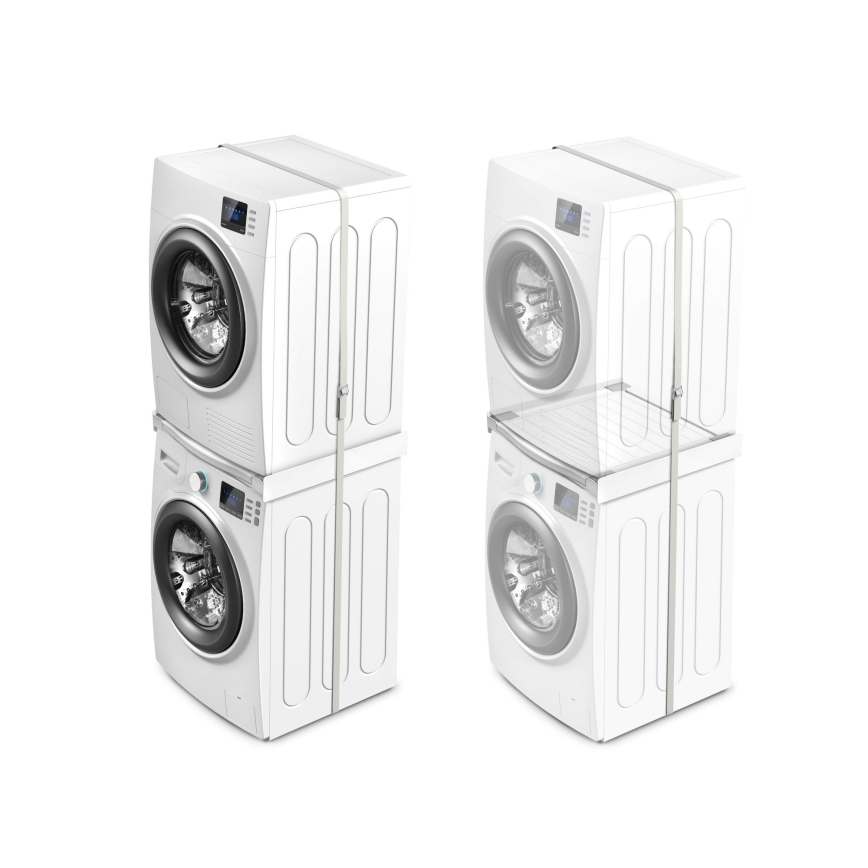 Meliconi 656113 - Pesumasina ja kuivati vaheosa väljatõmmatava sahtliga, 70 cm, valge