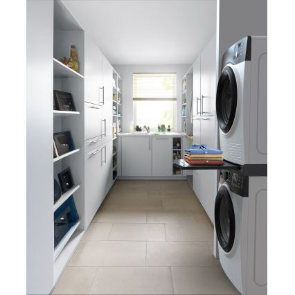 Meliconi 656136 - Vaheosa pesumasina ja kuivati jaoks koos tõmmatava sahtliga, 60 cm, must