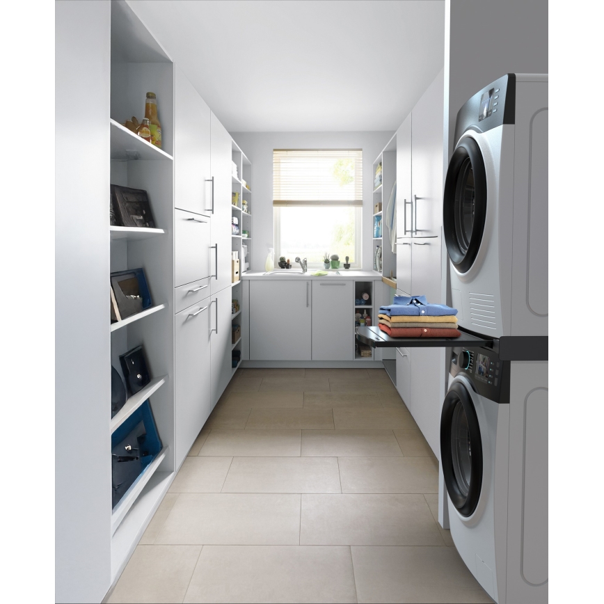 Meliconi 656136 - Vaheosa pesumasina ja kuivati jaoks koos tõmmatava sahtliga, 60 cm, must