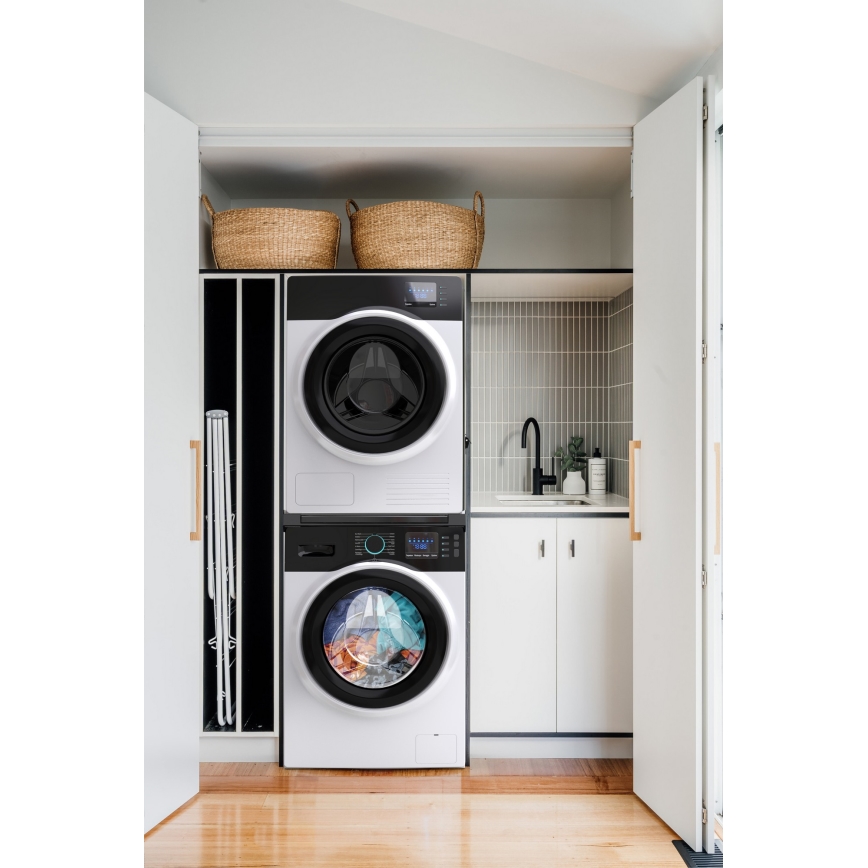 Meliconi 656136 - Vaheosa pesumasina ja kuivati jaoks koos tõmmatava sahtliga, 60 cm, must