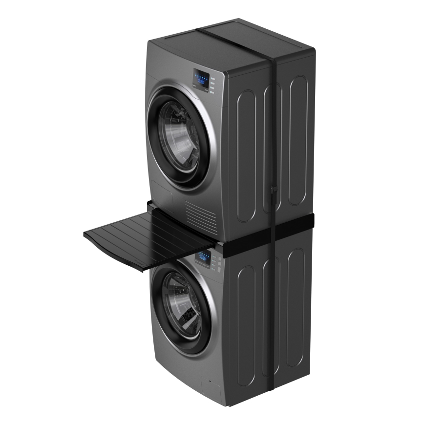 Meliconi 656136 - Vaheosa pesumasina ja kuivati jaoks koos tõmmatava sahtliga, 60 cm, must