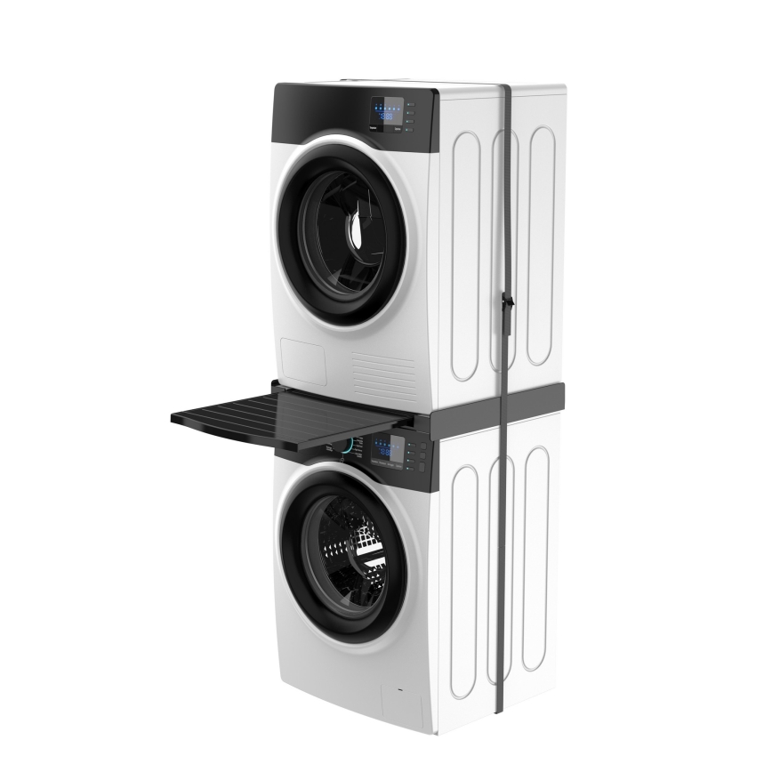 Meliconi 656136 - Vaheosa pesumasina ja kuivati jaoks koos tõmmatava sahtliga, 60 cm, must