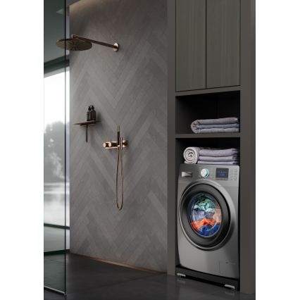 Meliconi 656168 – pesumasina vibratsioonivastane alus väljatõmmatavate ratastega, 47 cm, must