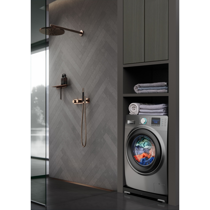 Meliconi 656168 – pesumasina vibratsioonivastane alus väljatõmmatavate ratastega, 47 cm, must