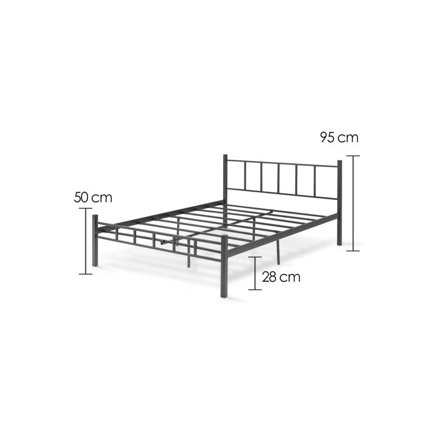 Metallist kaheinimesevoodi ORMEL 160x200 cm, must, kandevõime 200 kg