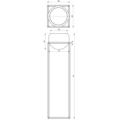 Metallist lillepott 111,3x29 cm must