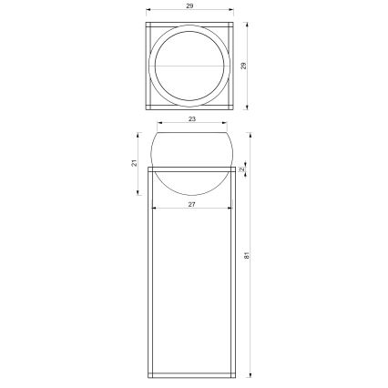 Metallist lillepott  81,3x29 cm kuldne