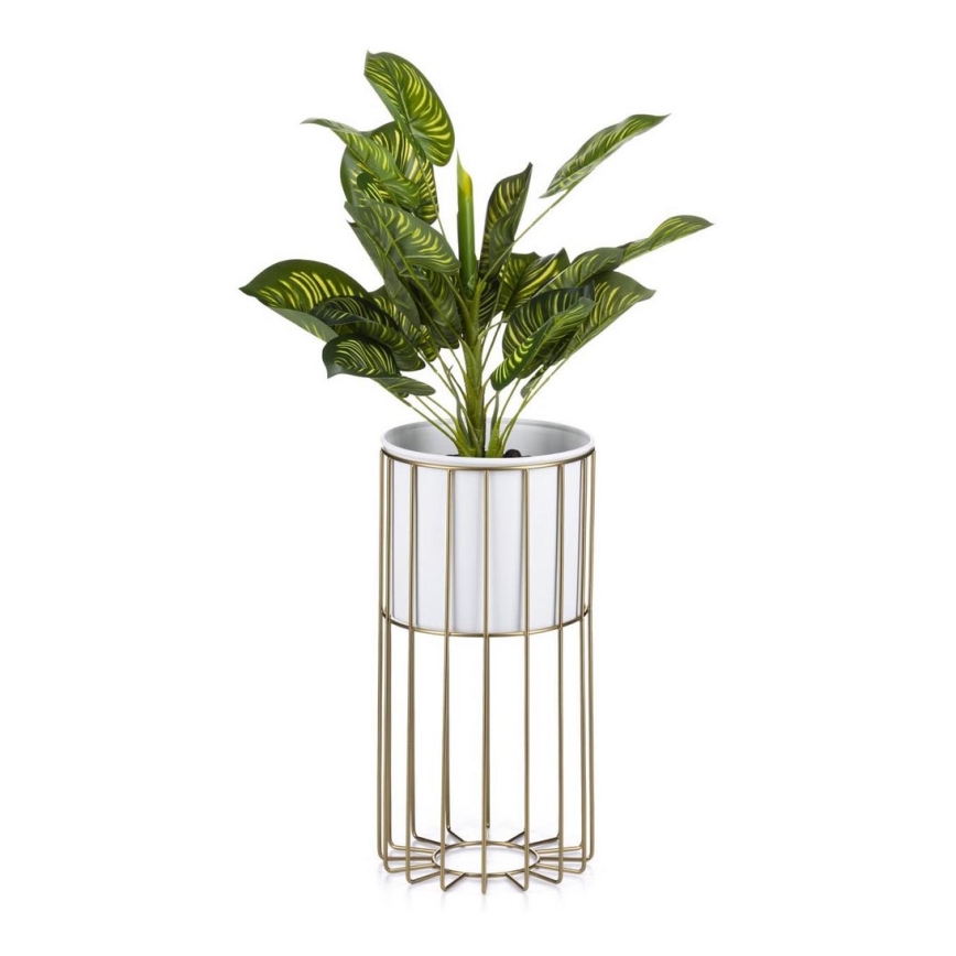 Metallist lillepott LOFT 42x20 cm kuldne/valge