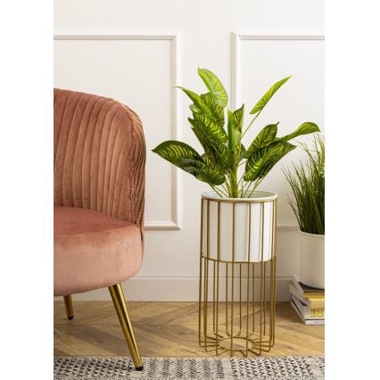 Metallist lillepott LOFT 42x20 cm kuldne/valge