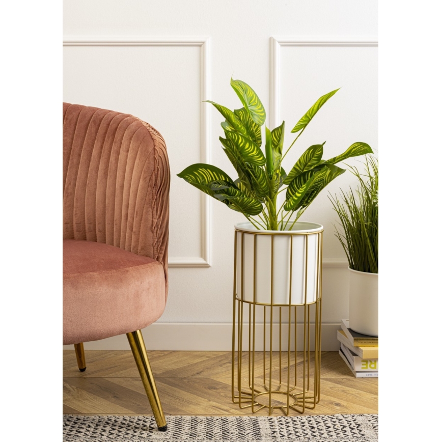 Metallist lillepott LOFT 42x20 cm kuldne/valge