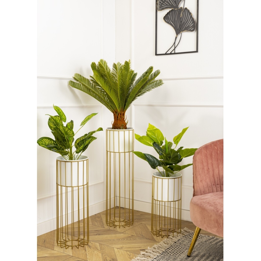 Metallist lillepott LOFT 42x20 cm kuldne/valge
