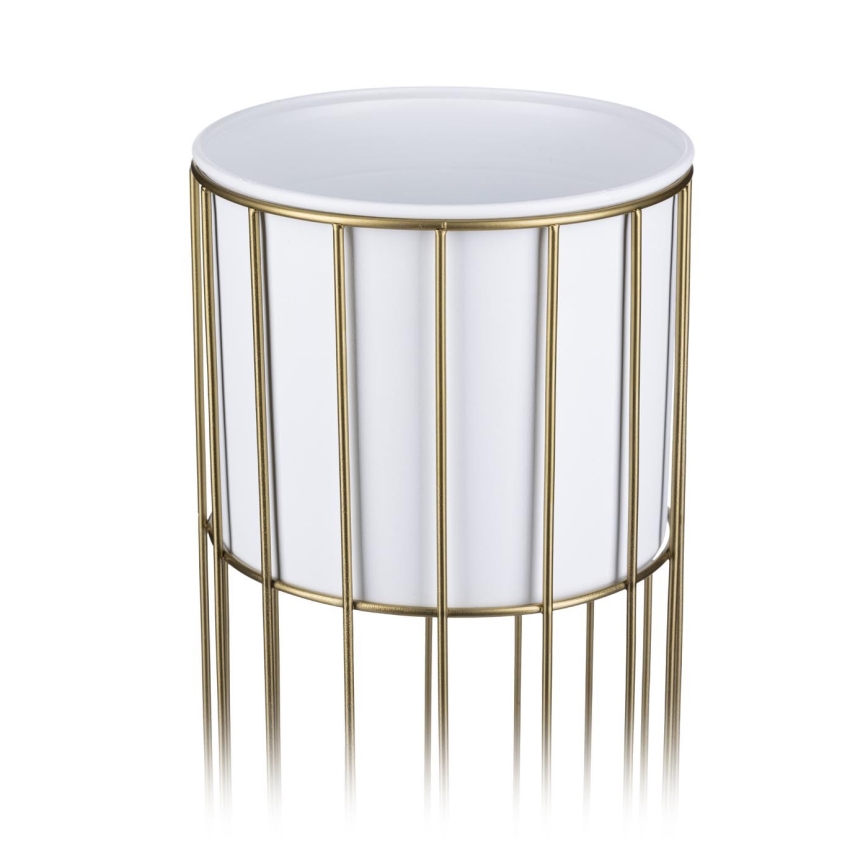 Metallist lillepott LOFT 42x20 cm kuldne/valge