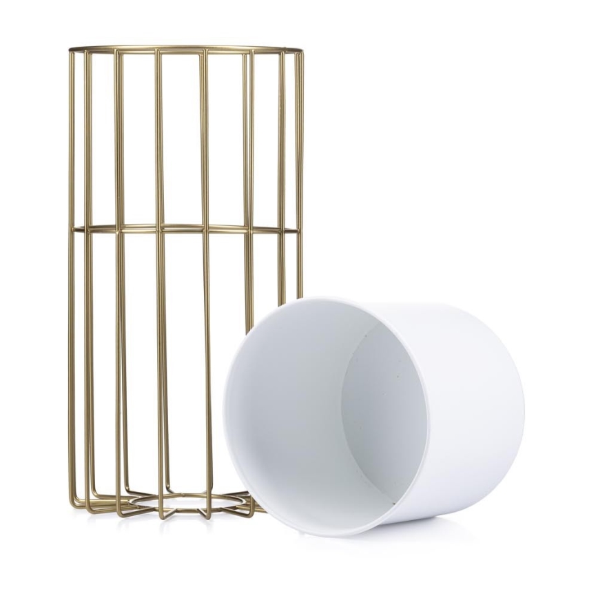 Metallist lillepott LOFT 42x20 cm kuldne/valge