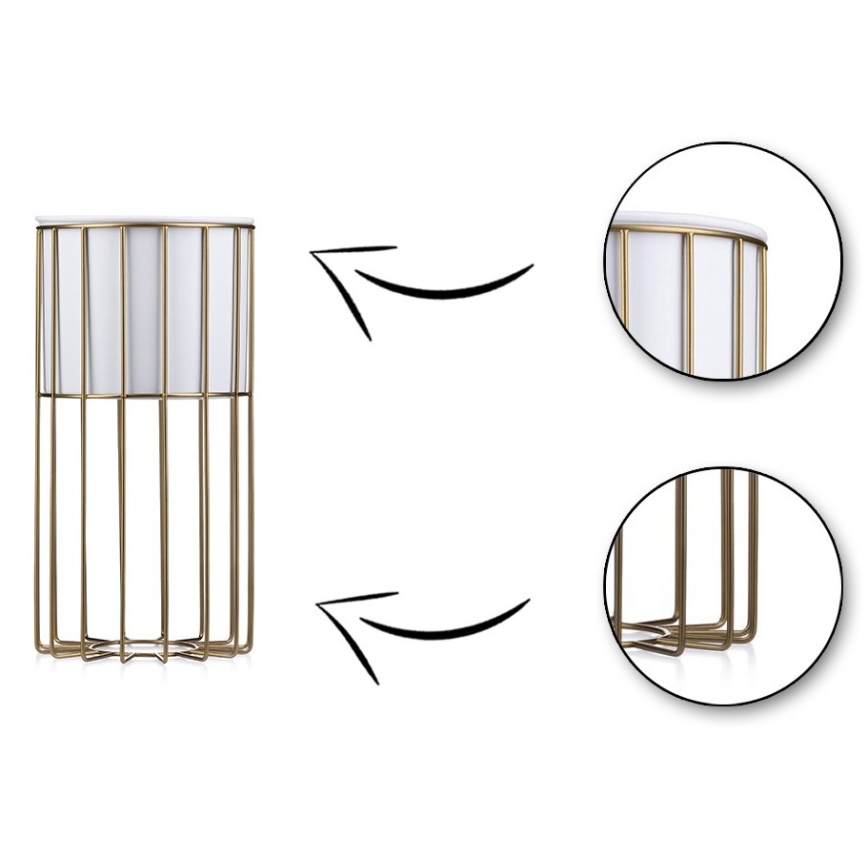 Metallist lillepott LOFT 42x20 cm kuldne/valge