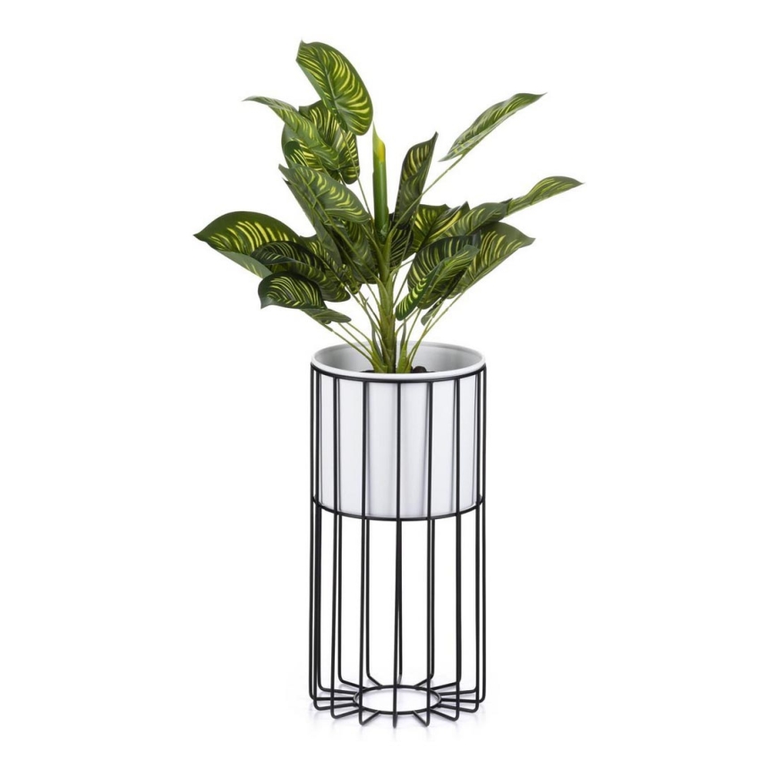 Metallist lillepott LOFT 42x20 cm must/valge