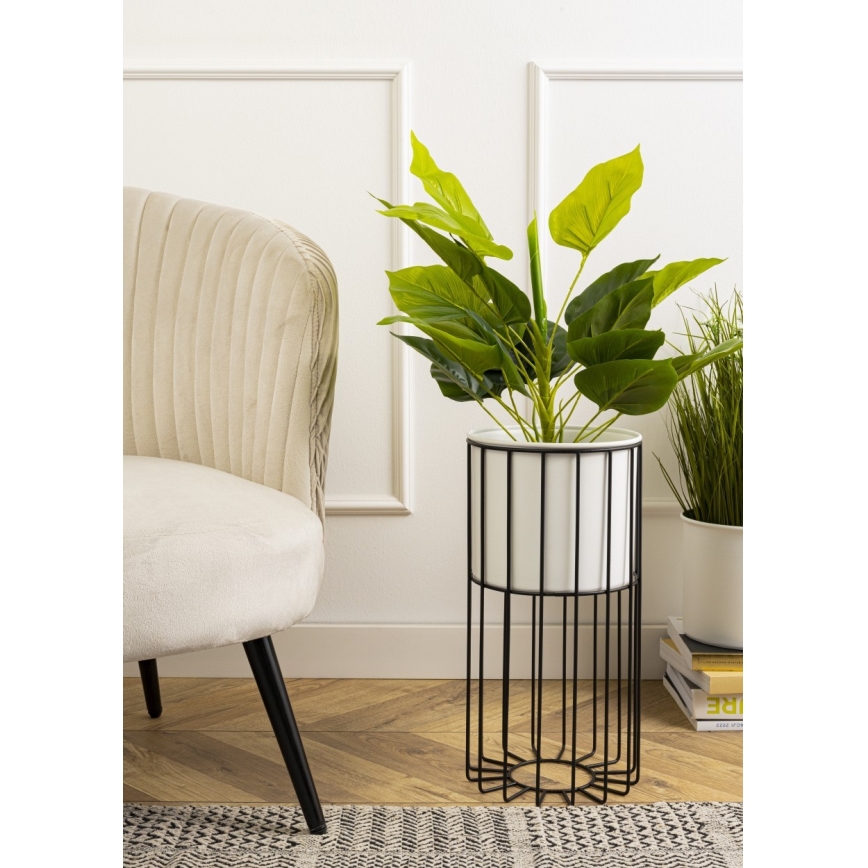 Metallist lillepott LOFT 42x20 cm must/valge