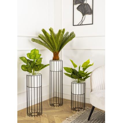 Metallist lillepott LOFT 42x20 cm must/valge