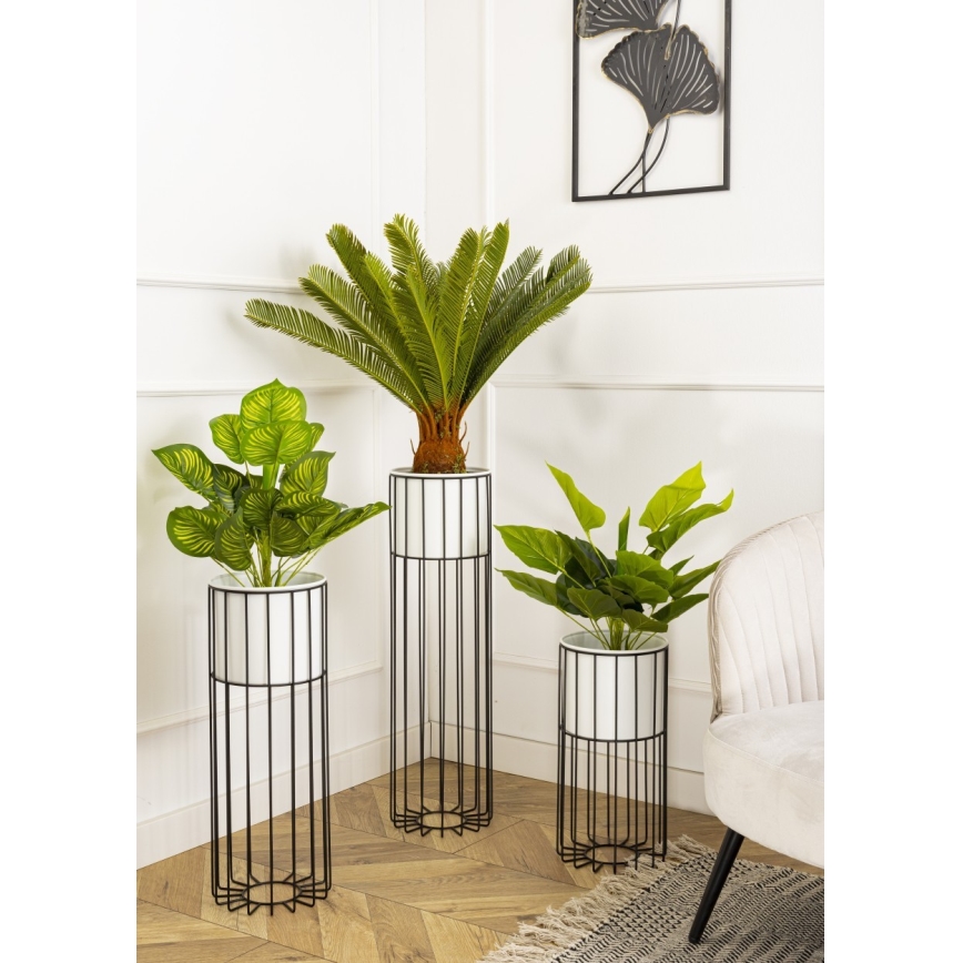 Metallist lillepott LOFT 42x20 cm must/valge