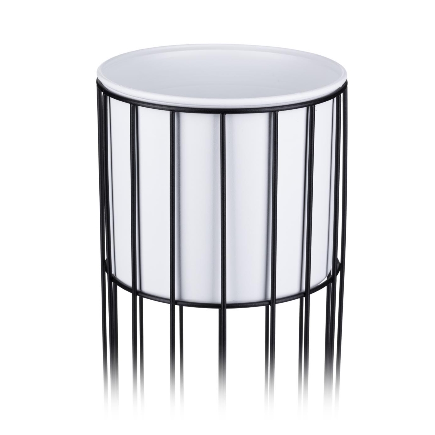 Metallist lillepott LOFT 42x20 cm must/valge