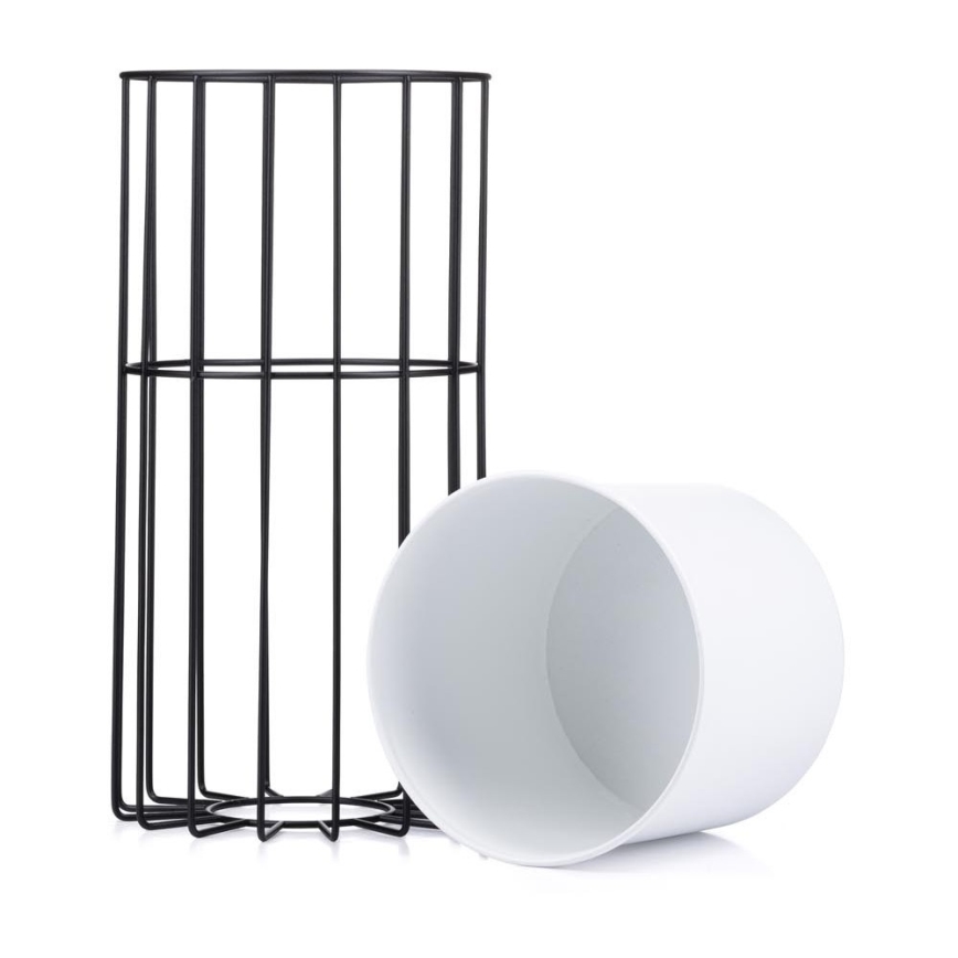 Metallist lillepott LOFT 42x20 cm must/valge