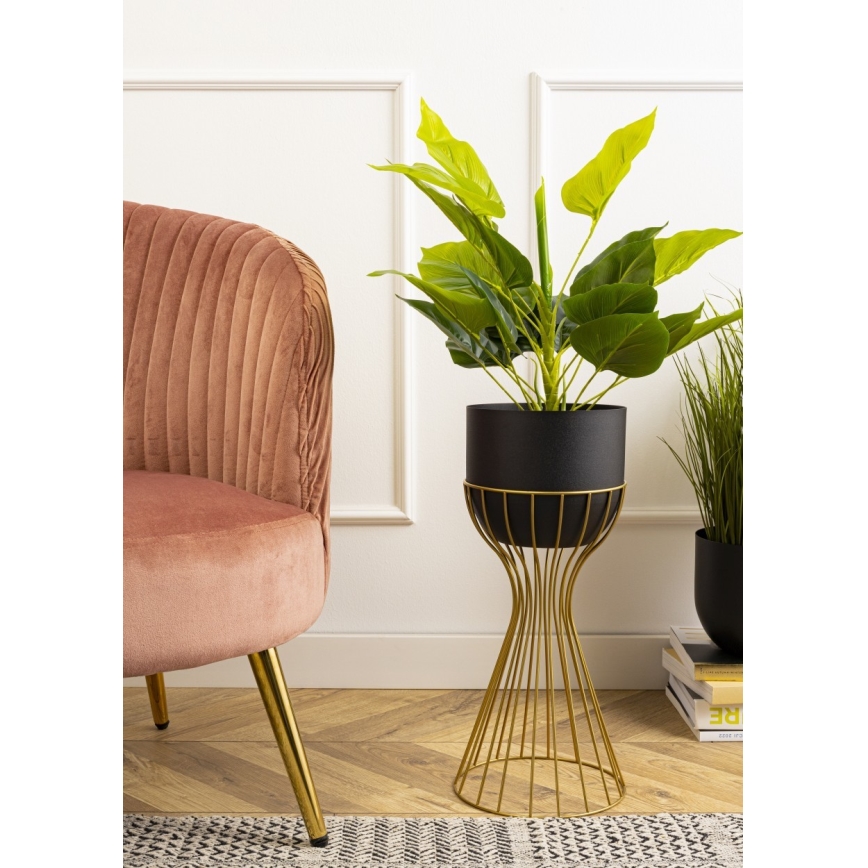Metallist lillepott LOFT 46x20 cm kuldne/must