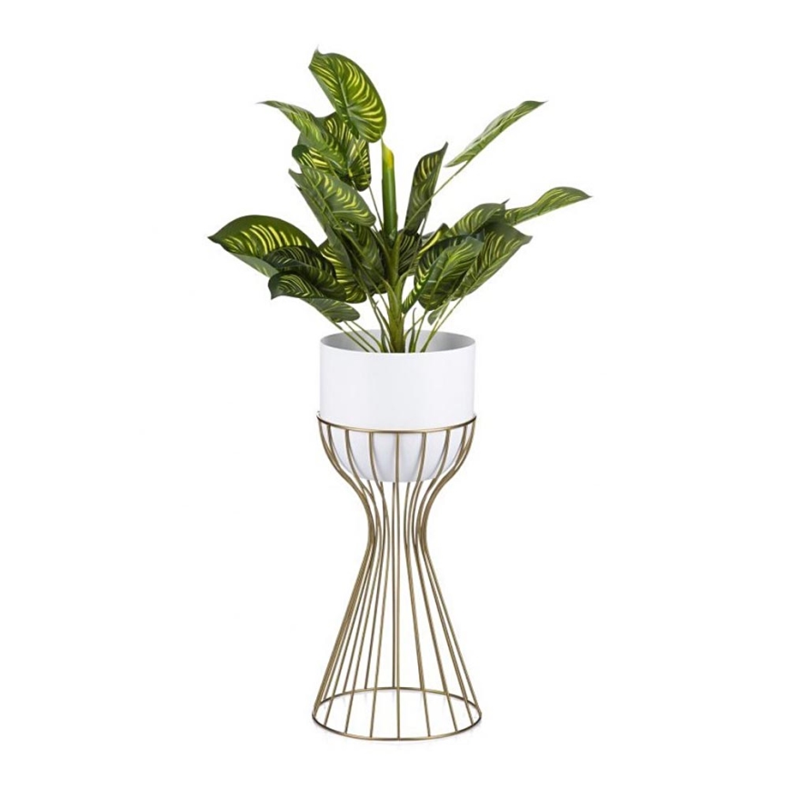 Metallist lillepott LOFT 46x20 cm kuldne/valge