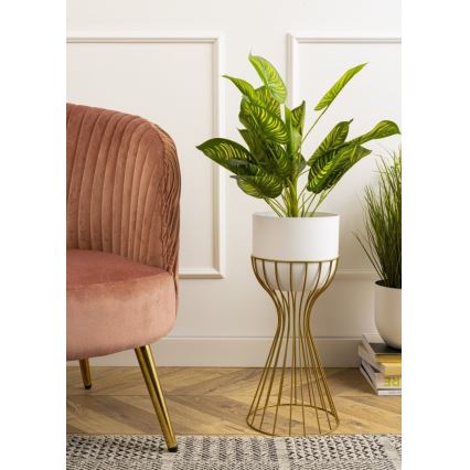 Metallist lillepott LOFT 46x20 cm kuldne/valge