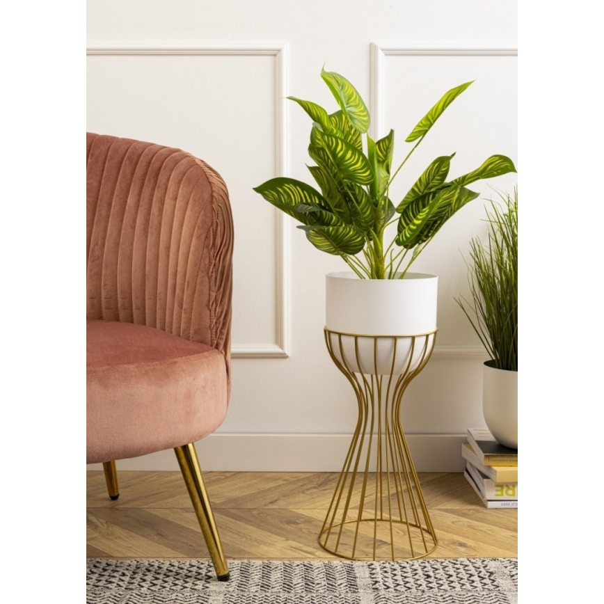 Metallist lillepott LOFT 46x20 cm kuldne/valge
