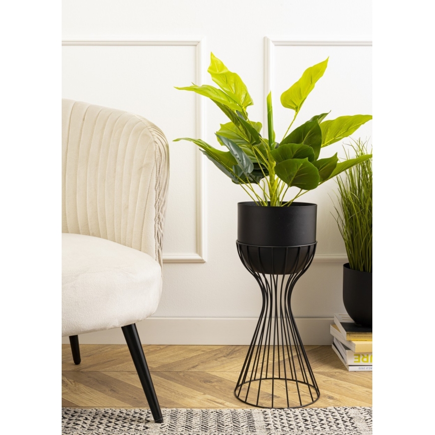 Metallist lillepott LOFT 46x20 cm must