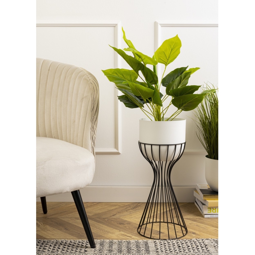 Metallist lillepott LOFT 46x20 cm must/valge