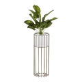 Metallist lillepott LOFT 55x20 cm kuldne/valge