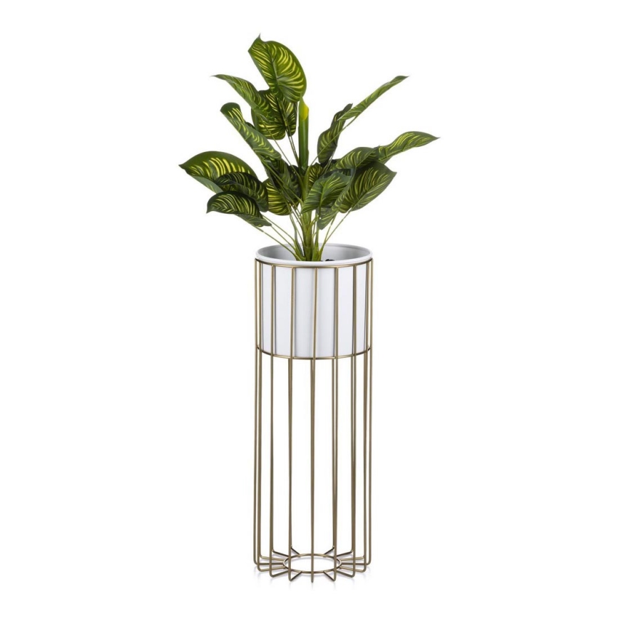 Metallist lillepott LOFT 55x20 cm kuldne/valge