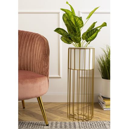 Metallist lillepott LOFT 55x20 cm kuldne/valge