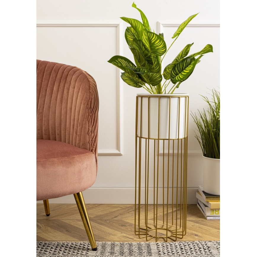 Metallist lillepott LOFT 55x20 cm kuldne/valge