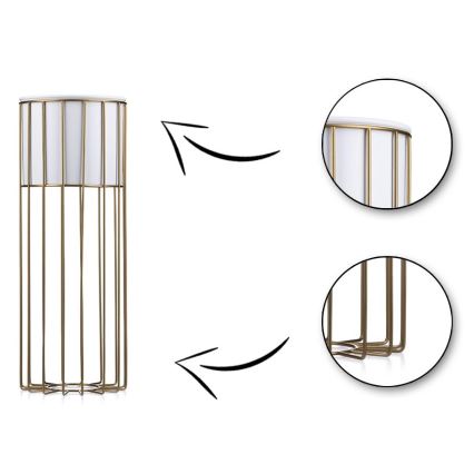 Metallist lillepott LOFT 55x20 cm kuldne/valge