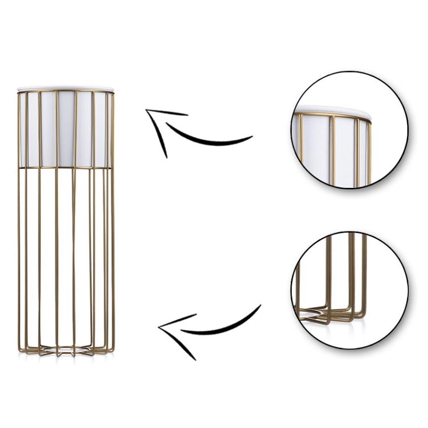 Metallist lillepott LOFT 55x20 cm kuldne/valge