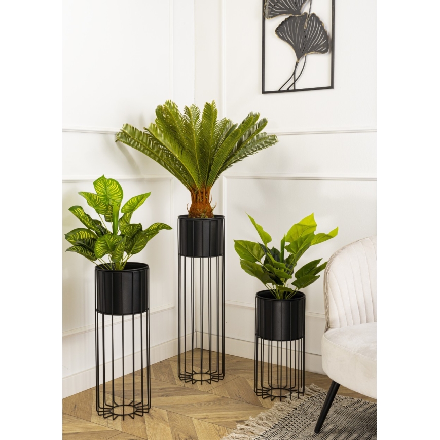 Metallist lillepott LOFT 55x20 cm must