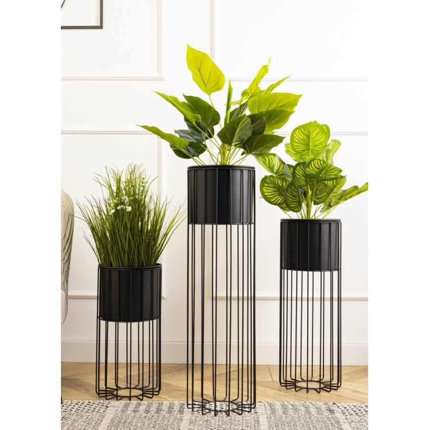 Metallist lillepott LOFT 55x20 cm must